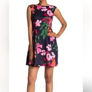 185 Vince Camuto Navy Pink Floral Print Sleeveless Dress Size 12